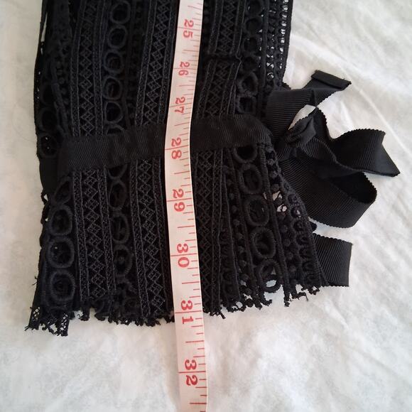 Beulah Style Black Fairy Romantic Goth Lace Blouse Mock Neck Bow Size Small - Picture 6 of 7